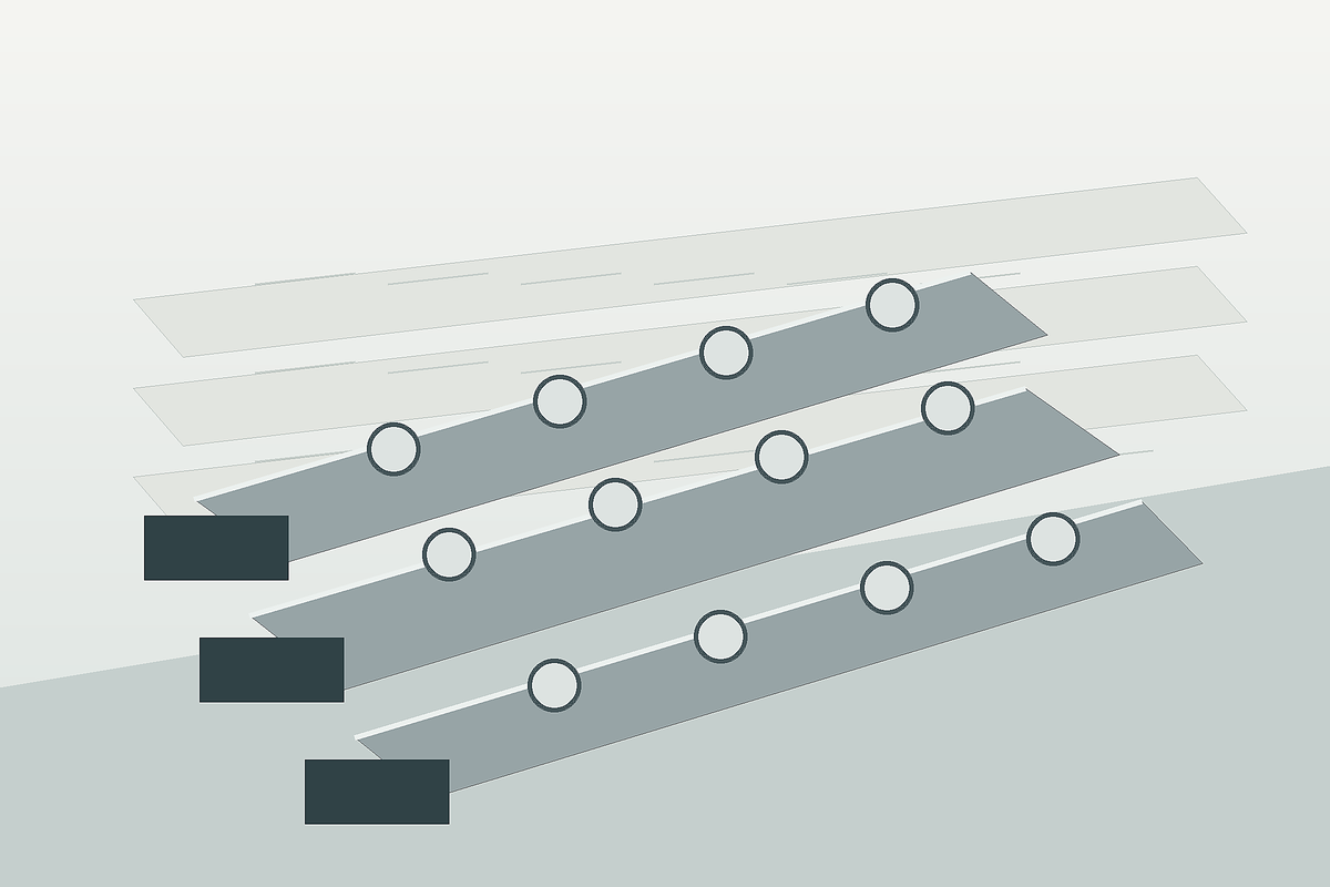 Illustration of industrial cutting knives for packaging lines